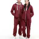 Adult Onesie Pajama for Men & Women | One Piece Hooded Jumpsuit, Ultra Soft Fleece | Loungewear, Sportwear (Red, XXL)