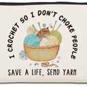 jeilink Cute Funny Crochet Makeup Bag Knitting Cosmetic Bag Travel Toiletry Bag for Christmas Birthday Crochet Gifts for Crocheters Stuff Knitting Gifts for Women Crafters Knitters Female Friends