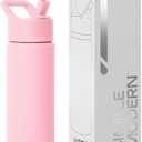 Simple Modern Water Bottle with Straw Lid Vacuum Insulated Stainless Steel Metal Thermos Bottles | Reusable Leak Proof BPA-Free Flask for School | Summit Collection | 18oz, Blush