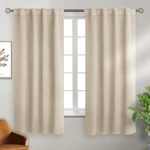Champagne Curtains 63 Inch Length for Bedroom - Rod Pocket and Back Tab Blackout Curtains Thermal Insulated Room Darkening Curtains for Living Room, 2 Window Panels (38 x 63 Inch, Champagne)