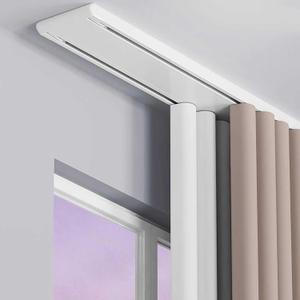 Double Row Curtain Track Silent Heavy Duty Drop Ceiling Curtain Track for Curtains-Room Divider for Living Room Bedroom Hospital Easy Install(White,2.8m(9.2ft))