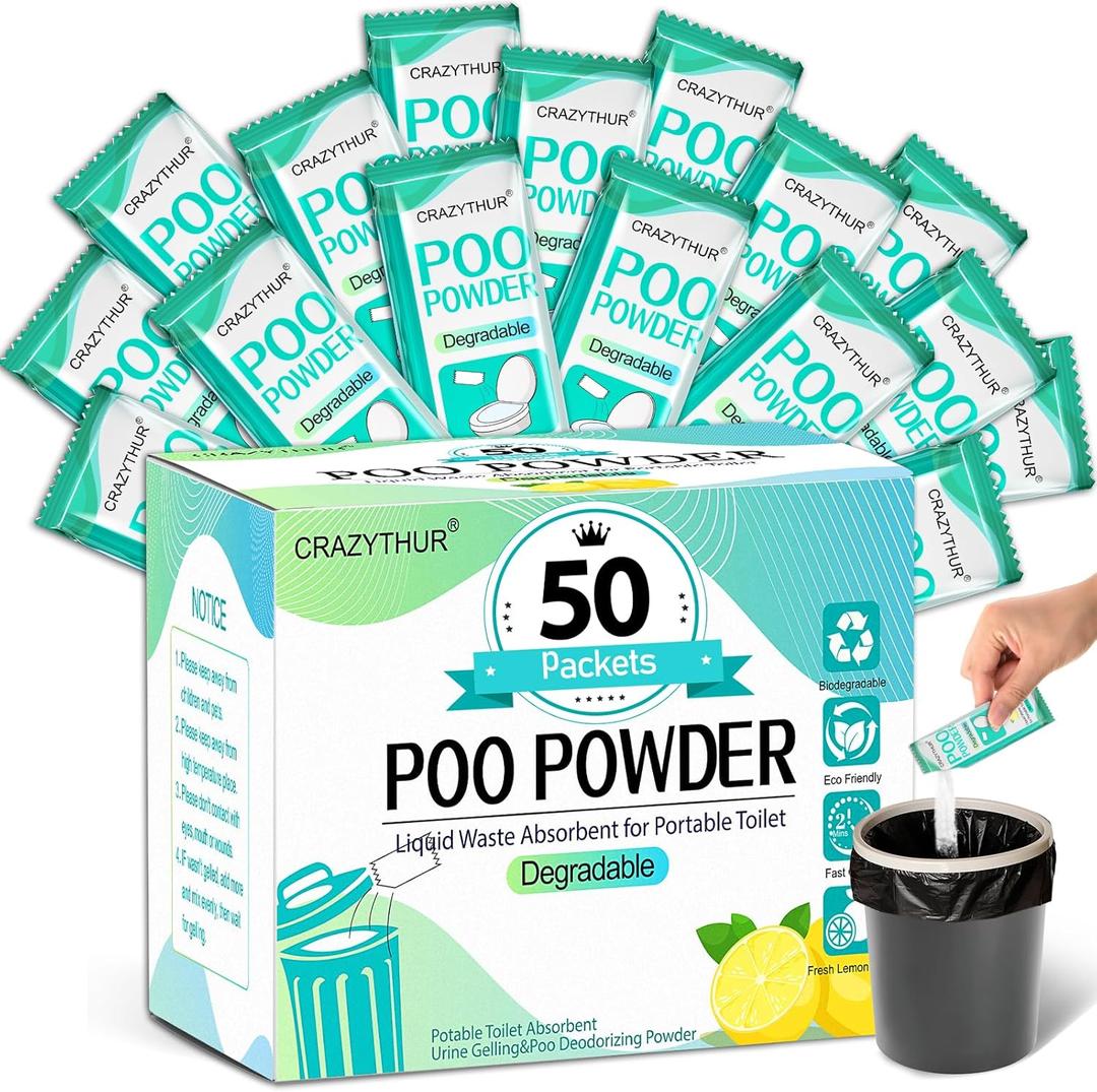 Portable Toilet Gel, Poo Powder for Portable Toilet, Camping Toilet Gel, Pee Powder, Portable Toilet Powder for Outdoor Camping and Hiking Toilet Gel Powder