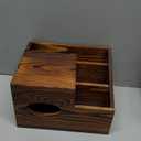 MyGift Deluxe Burnt Wood Remote Control Caddy with Tissue Box Cover  Multi-Compartment Organizer for TV Remotes, Phone, Tablets and Living Room Essentials