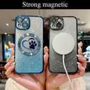 for iPhone 14 Case Glitter Clear Paw Love Heart Compatible with MagSafe, Strong Magnetic Full Camera Lens Protection Soft Slim Thin Cute Bling Phone Case - Black