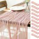 LINXTAR Dusty Pink Cheesecloth Table Runner 10 Pack 120 Inches 10Ft Gauze Summer Boho Table Runner for Wedding Tea Party Baby Shower Bridal Birthday Home Decoration