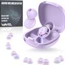 WAVEL Adjustable Ear Plugs for Sleeping Noise Cancelling - 3 Modes Noise Reduction EarPlugs (17-35dB) for Snoring, Travel & Concerts | 7 Pairs Silicone Tips (XS/S/M/L) | Magnetic Carry Case | Purple