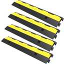 VEVOR Cable Protector Ramp, 4 Packs 2 Channels Rubber Modular Speed Bumps Rated 11000 LBS Load Capacity, Protective Wire Cord Ramp Driveway Rubber Traffic Speed Bumps Hump Cable Protector
