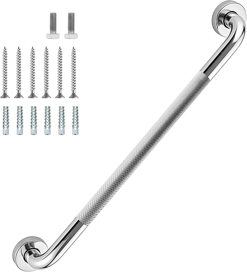 5 x 5 count 36 Inch Shower Grab Bar 1.25" Dia, Chrome Anti Slip Bathroom Grab Bar, 304 Stainless Steel Knurled Handicap Grab Bars, Safety Support Handrail, Assist Bath Shower Handle for Elderly Injury Senior