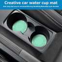 Bling Car Cup Holder Coaster, 2.75 Inch Crystal Rhinestone No Slip Anti Dust Vehicle Water Bottle Mat, Waterproof Auto Interior Drinking Pad, Universal Fit (Light Green/White)