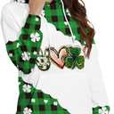 TMSD Women's Mardi Gras St.Patrick's Day Long Sleeve Hoodie with Pocket (Hoodie | Peace & Love)