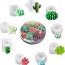 Navani 9 Pack Succulent Silicone Mold,Flower Resin Mold,Silicone Candle Molds.3D Cacti Candle Mold Silicone for Scented Candles Soaps Making, Wax, Resin Casting,Soap Cake Dessert Mousse Mold (A)