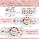 144 Pcs 48 Guests Happy Birthday Party Plates and Napkins 7/9 Inch