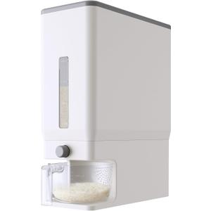 Lifewit Rice Container 25.4 Lbs, Rice Dispenser with Measuring Cup, Cereal Containers Storage, Sealed Moisture Proof Rice Bucket, Dry Food Grain Flour Soybean for Kitchen Pantry Household, White