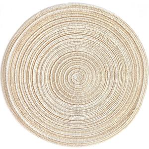 Round Placemats Set of 4 Heat Resistant Braided Place Mats 11.8 inch for Kitchen Table Beige