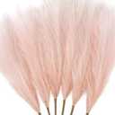 6 PCS Faux Pampas Grass Arrangement - 18"/45cm Artificial Fluffy Pompous Grass Stems for Boho Chic Home and Wedding Decor (Light Pink)