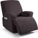 Ruaozz Recliner Sofa Covers Recliner Chair Covers Couch Covers for Reclining Couches with Pockets Washable Furniture Protector with Elastic Bottom (1 Seater-X Large, Chocolate)