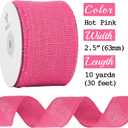 MEEDEE Hot Pink Burlap Ribbon 2.5 Inch Natural Jute Wide for Wreaths, Colored Bow, Rustic Chic Wedding Decor, 10 Yards