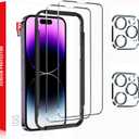 [2+2 Pack] 2 Pack Screen Protector for iPhone 14 Pro 6.1 inch and 2 Pack Camera Lens Protector with Installation Frame, 9H Hardness Tempered Glass, Scratch Resistant - Case Friendly