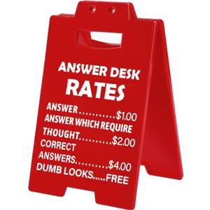 Cool Work Gifts Funny Answer Desk Rates Desk Sign for Men Women Coworker Boss(Answer Desk Rates)