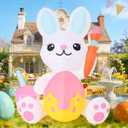 GOOSH 5 FT Easter Inflatables Bunny Outdoor Decorations Cute Rabbit Draw Easter Eggs Blow Up Yard Decorations Easter Decor with Built-in LED Lights for Holiday Indoor Lawn Garden