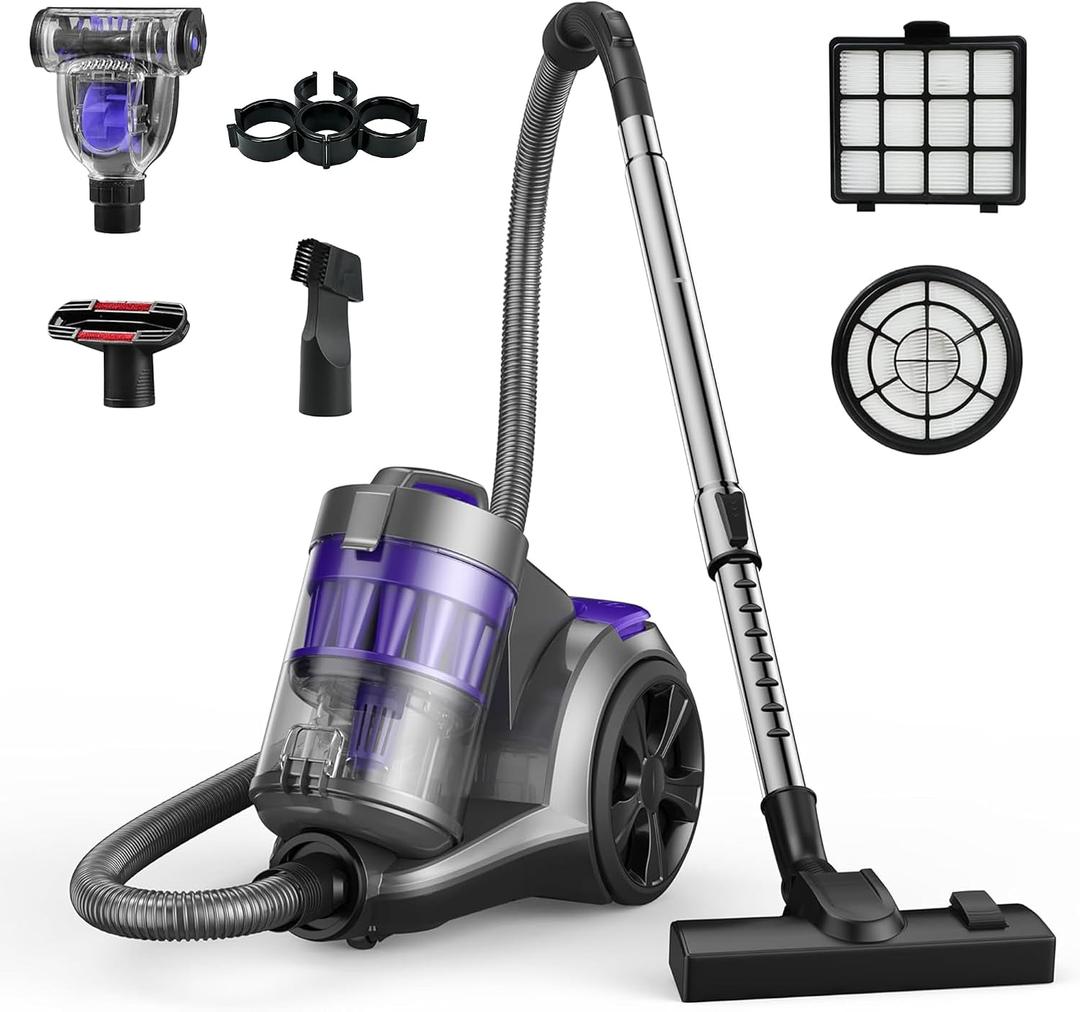 Aspiron 1700W Canister Vacuum Cleaner, 45Kpa Bagless Vacuum Cleaner