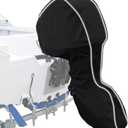 Upgraded 600D Fade and Tear Resistant Trailerable Full Outboard Motor Cover,Waterproof and UV-Proof Boat Motor Cover,Boat Engine Cover with Reflective Strips and Adjustable Strap(Fits 100-150 HP) (black)