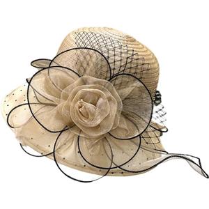 KORADI Women Organza Kentucky Derby Hat Fascinators Bucket Bowler Hat for Tea Party Bridal Wedding Church Dress Hat Sun Cap