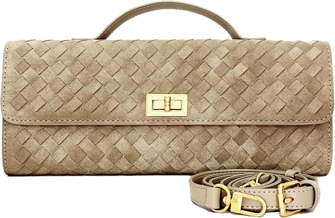 Stylish Woven Suede Handbag for Women - Trendy Evening Shoulder Bag & Casual Clutch Purse