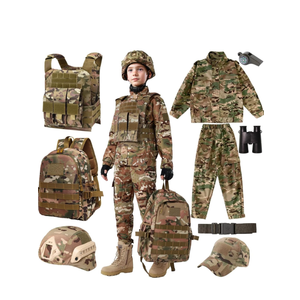 Kids Soldier Play Camouflage Military Uniform Suit Wear Toy Tactical Vest Boys and Girls Outdoor Adventure Army, Size: 9-11/140