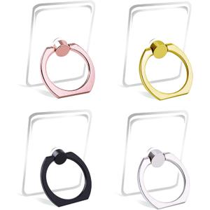 Cell Phone Ring Holder Stand Transparent Finger Grip Loop Finger Ring Stand (Black Sliver Gold Rose Gold (Square))