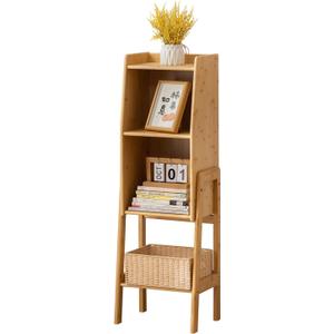 3 Tier Bamboo Bookcase, Classical Modern Bookshelf, Dispaly Shelves, Bamboo Wood Organizer Book Shelf for Living Room Home Office-Natural, Medium (Nature)