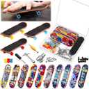 Civaner 10 Pack DIY Kids Finger Skateboard Set with Box and Replacement Accessories, Mini Collectible Fingerboard, Finger Toy Kit, School Gifts for Kids Children Finger Skater