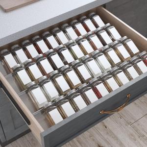 Antimbee Spice Drawer Organizer, 4 Tier- 8 Pack Kitchen Spice Rack Tray for Drawer, Expandable From 13" to 26" Acrylic Seasoning Organizer Rack Holds up 56 Spice Jars (Jars not Include)