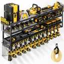 49" W Large Power Tool Organizer Wall Mount Supports 600 lb, Heavy Duty 4-Tier 12 Cordless Drills Holder, Tool Storage Utility Racks, Tool Battery Shelf for Garage Basement and Workbench