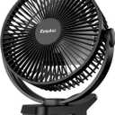 EasyAcc 10000mAh Portable Clip on Fan - 8 inch 37H Working Time Quiet Battery Rechargeable Desk Fan, Strong Airflow, Digital Display, 5 Speeds, Sturdy Clamp Fan for Golf Cart Office Bed Travel Camping