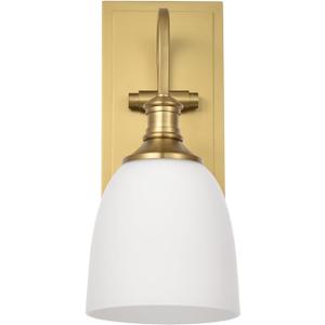 Wall Sconce Light, Vintage Sconces Wall Lighting in Aged Brass, 1 Light Bathroom Vanity Lighting with Opal Glass Shade, Wall Light for Bedroom Bathroom Living Room Entryway Hallway