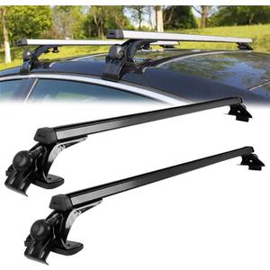 Universal 48" Car Top Roof Rack Cross Bar Luggage Cargo Carrier w/ 3 Types of Clamps, Black Aluminum, 165 lb Loading Capacity