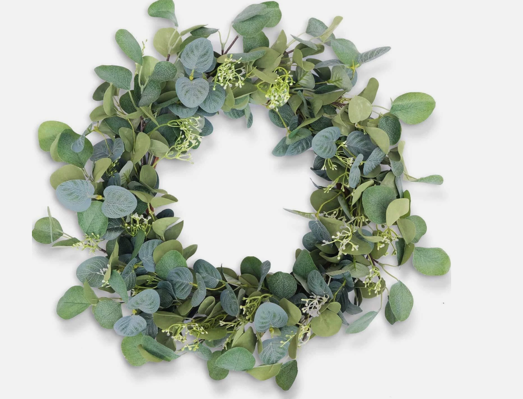 Eucalyptus Wreaths for Front Door 20" Handmade Green Leaves Wreath for Summer