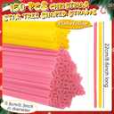150 Pcs Christmas Star Tree Shaped Plastic Straws Disposable Drinking Straw Bulk for Cocktail Xmas Party Birthday Party Supplies (Yellow,Pink)