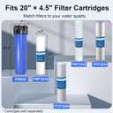 PWB20 Whole House Water Filter Housing, Fits 20” x 4.5” Big Blue Filters, Inline Pre-Filtration System for RV, Home Well and City Water Sediment etc with 1" NPT Port, Pressure Relief Valve