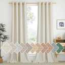 NICETOWN Natural Linen Curtains 84 inch Long 2 Panels Set, Grommet Top Thick Linen Burlap Semi Sheer Vertical Drapes Privacy Assured with Light Filtering for Bedroom/Living Room, W55 x L84