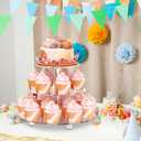 Acrylic Cupcake Stand, Clear Dessert Tower Holder Display with Base for Wedding, Party, Baby Shower, 3 Tier Round, Transparent
