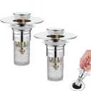 Bathroom Sink Stopper Hair Catcher, Universal Drain Filter with Hair Strainer, Universal Bathroom Sink Drain Pop Up Stopper for US Stainless Steel Floor Drain Filter (2PCS)