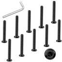 M6 x 55mm Bolt, 10 Pcs Per Set with 1 Hex Spanner, Flat Head Hex Socket Cap Bolts, Alloy Steel Black Oxide Full Thread, for Furniture, Shelves, Crib, Tables and Chairs Assembly (55 mm)