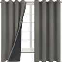 BGment Thermal Insulated 100% Blackout Curtains for Bedroom with Black Liner, Double Layer Full Room Darkening Noise Reducing Grommet Curtain (52 x 72 Inch, Grey, 2 Panels)