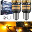 1156 BA15S P21W 1141 7506 LED Turn Signal Light Bulbs 3700LM 3030 45SMD Canbus Error Free Anti Hyper Flash for Car Front or Rear Turn Signal Lights, Amber/Yellow (Pack of 2)