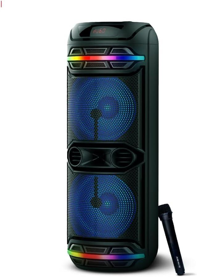 AudioBox Powerful Bluetooth Party Speaker  High Power Bass, 200W RMS, LED Lights, FM Radio, Wireless Mic, Rechargeable & Portable