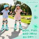 Adjustable Kids Roller Skates for Girls Boys Toddlers Teens Youth | 4 Sizes in 1, 4‑Wheel Quad Skates,Light Up Wheels,for Children Adult Indoor Outdoor Sports,Birthday Gifts, Teal, M-Big Kid-1-4 