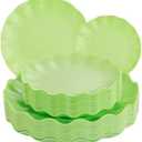 LIYH 24pcs Green Plastic Plates Reusable Unbreakable Dinner Plates Scalloped Plate Microwave & Dishwasher Safe Plate Sets Perfect for Parties Birthday Picnics(12guests)