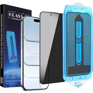 2-Pack Privacy Screen Protector for iPhone Air 6.5-inch, 9H Tempered Glass, Full Coverage, Anti-Fingerprint, Auto Dust-Elimination, No Bubble, Easy Installation